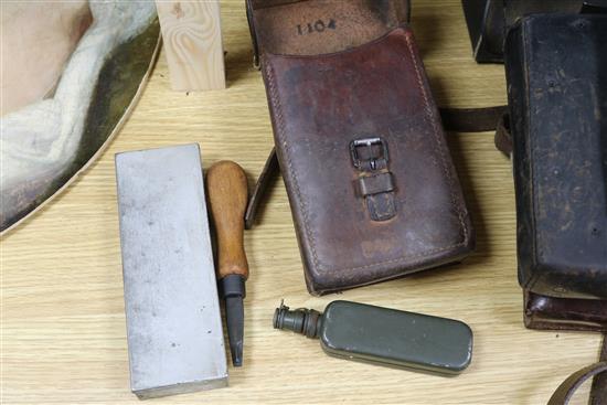 Four leather WWII German machine gun tool kits (complete)
